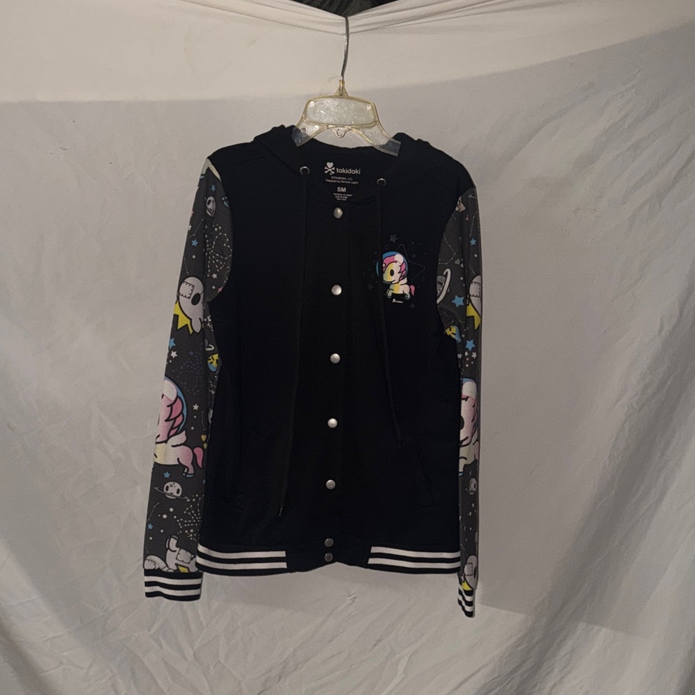 Tokidoki Black Varsity Jacket with Graphic Sleeves & free lanyard